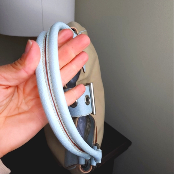 Prada Canapa Moon Shoulder Bag, Blue and Beige - Picture 9 of 13